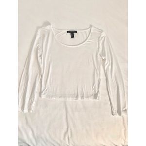 Forever 21 White Crop Top with 3/4 Sleeves